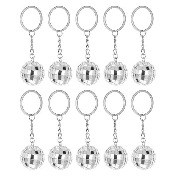 HONMEET 10Pcs Decorative Disco Ball Keychain Pendant 70s Disco Style Christmas Tree Decorations