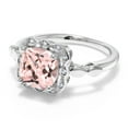 thumbnail image 3 of Gem Stone King 925 Sterling Silver Peach Nano Morganite and White Created Sapphire Engagement Ring for Women | 2.10 Cttw | Cushion 8MM | Gemstone October Birthstone | Size 8, 3 of 6