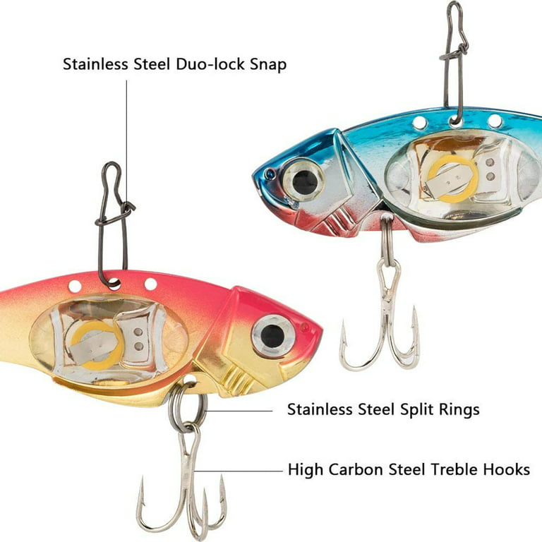 BetterZ 8cm Metal Electronic Vibration Fake Bait Faux Lure Fish Hooks with  LED Light 