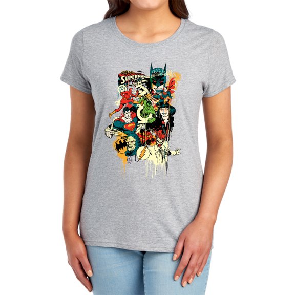 DC Dripping Characters Women's T Shirt, Athletic Heather, Medium