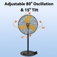 thumbnail image 6 of 30" Heavy Duty Industrial Floor Fan with Wheels, 3-Speed 9500 CFM High Velocity Standing Fan for Commercial, Garage - Aluminum Blades, 6 of 9