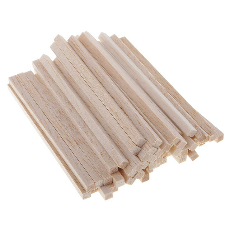 50 Piece Square Craft Sticks Wooden Sticks Soft Balsa Woods for DIY Craft for Model Making, Modeling, Home and Garden Decoration, 3 Sizes , 110mm