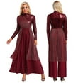 thumbnail image 3 of Women Long Sleeve Shimmery Overlay Baggy Jumpsuit Dress For Praise Ballroom Modern Liturgical Dance, 3 of 7