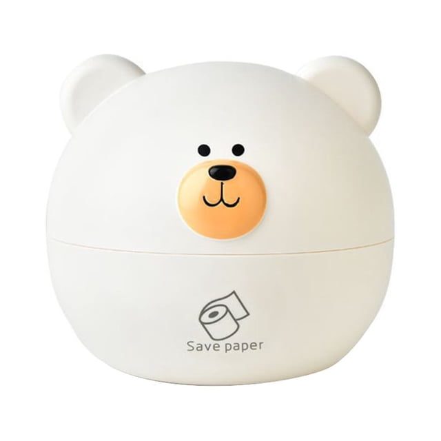 KAKOWELY Cartoon Bear Paper Box Rolling Paper Case Home Paper Container Office Paper Storage Box (White),6.69X"X6.3"X6.69"
