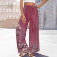 thumbnail image 2 of YUANGUANST Wide Leg Pants Woman Womens Wide Leg Palazzo Pants Boho Floral 2025 Summer Beach Culottes Flowy Casual Trousers For Vacation Office Slacks, 2 of 4