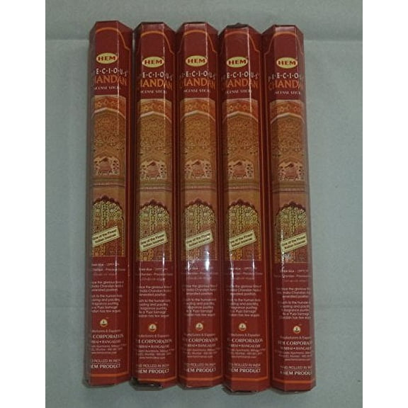 HEM Precious Chandan 100 Incense Sticks (5 x 20 stick packs)