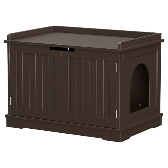 ZENY Double Door Cat Washroom Hidden Cat Litter Box Enclosure Storage Cabinet MDF Frame Pet Cat House, Brown