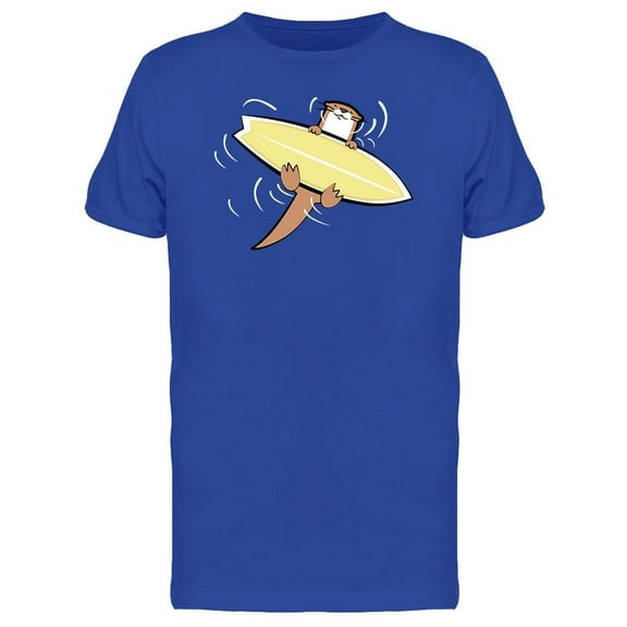 Cute Otter Surfing T-Shirt Men -Image by Shutterstock, Male x-Large