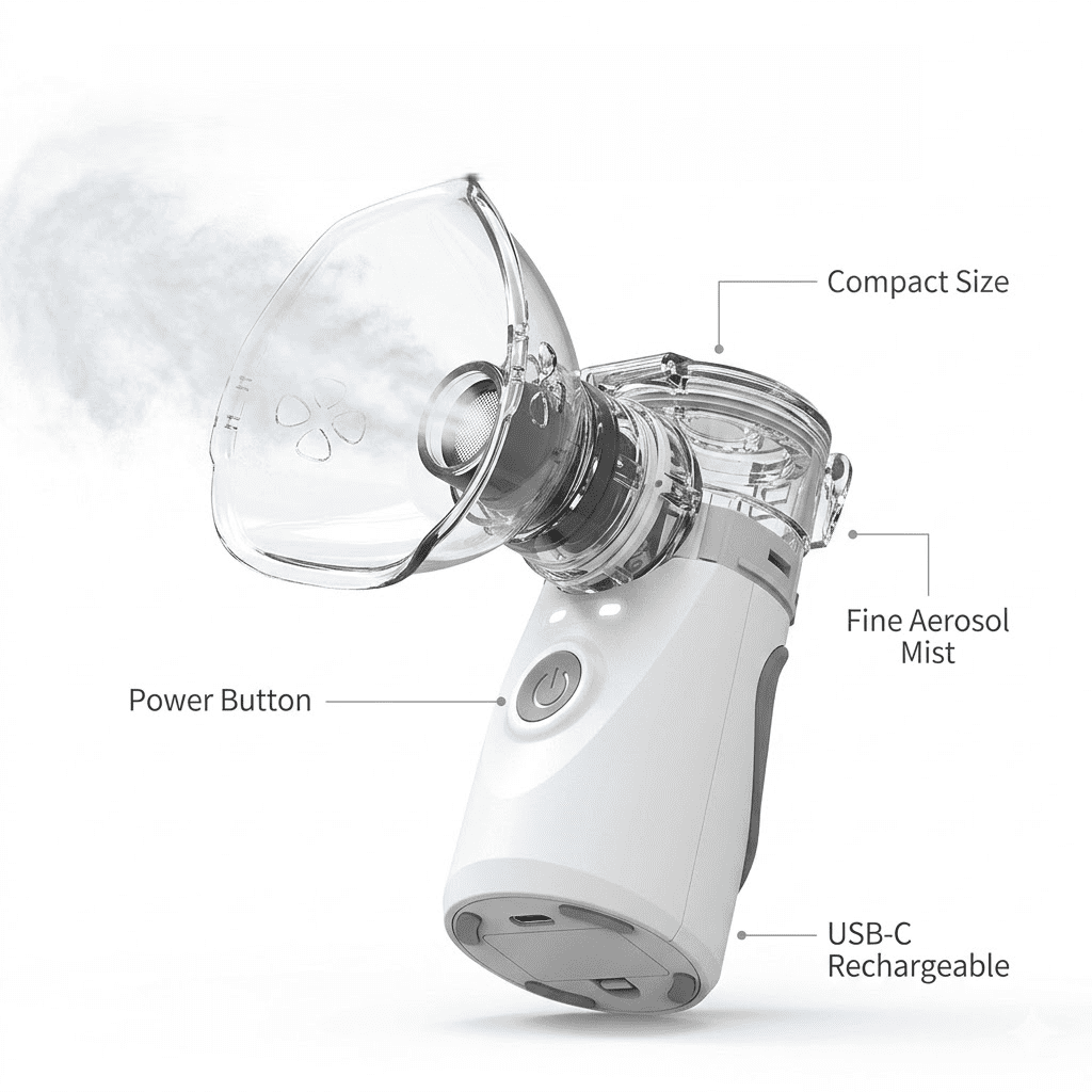 AJZIOJIRO Portable 5-Micron Personal Humidifier Auto-Clean for Office Home & Travel Portable Handheld Respiratory Humidifier