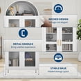 thumbnail image 3 of 73" Arched Metal Storage Cabinet, Kitchen Pantry Cabinet with Glass Door, 2 Adjustable Shelves ,Modern Farmhouse Display Bookshelf ,Freestanding Display Cabinet for Living/Dinning Room White, 3 of 7