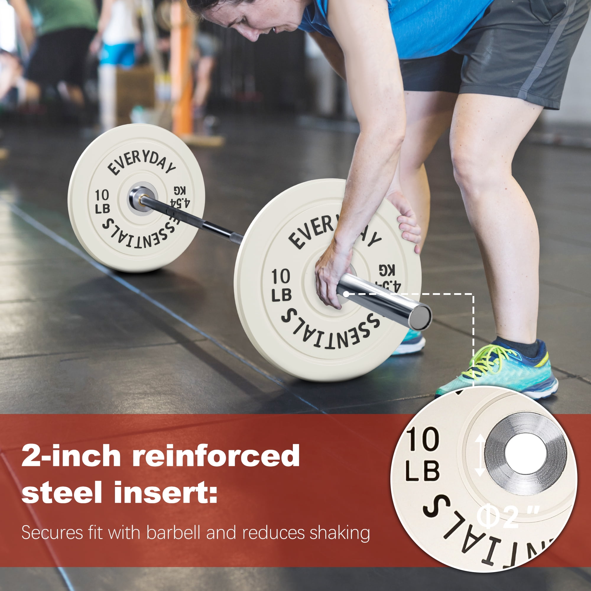 FlexWave 2-Inch Olympic Bumper Weight Plate，with Steel Hub, Multicolored, Multiple Sizes，Single & Pair, for Strength Training & Home Gym