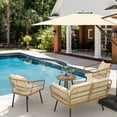 thumbnail image 7 of Dextrus 4 Pieces Patio Furniture Set, Wicker Outdoor Bistro Set, with Loveseat Chairs Table Soft Cushions, Beige, 7 of 7
