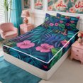 thumbnail image 3 of Manfei Tropical Floral Leaves Zipper Full Size Comforter Sets with Fitted Sheet and 2 Pillowcases,Botanical Plants Zipper Bedding Set,Reversible, 3 of 7
