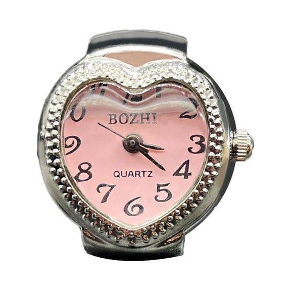 WINDLAND Heart Shape Watch Rings Elastic Band Finger Clock Jewelry Valentines Day Gift