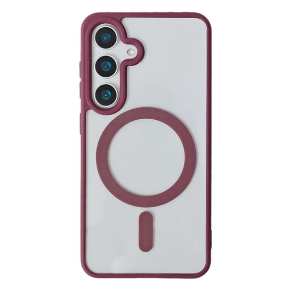 Clear Case for Samsung Galaxy S26 Plus, Matte Frosted Magnetic Ring Support Wireless Charging, Acrylic Hard Protective Shockproof Non-Yellowing Cover for Samsung Galaxy S26 Plus, Winered