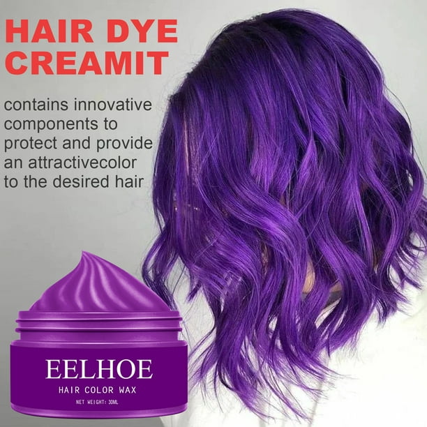 Colorful Hair Mud Lasting Styling Natural Color Disposable Dyed Hair Wax  Purple Semi-Permanent Hair Color Wax Vivid Color Temporary One-Time Hair  Coloring Wax 