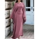 thumbnail image 5 of Vestido Islámico Elegante de Color Liso con Mangas Murciélago para Mujer. Rosa XL, 5 of 7