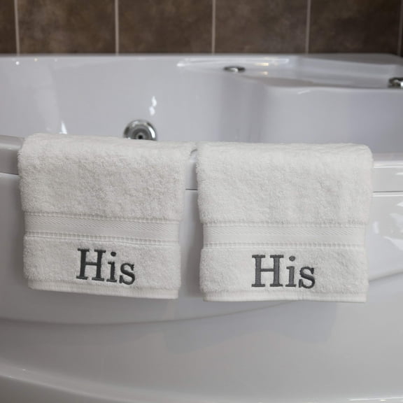 Authentic Hotel and Spa Embroidered 'His' Turkish Cotton Hand Towels (Set of 2)