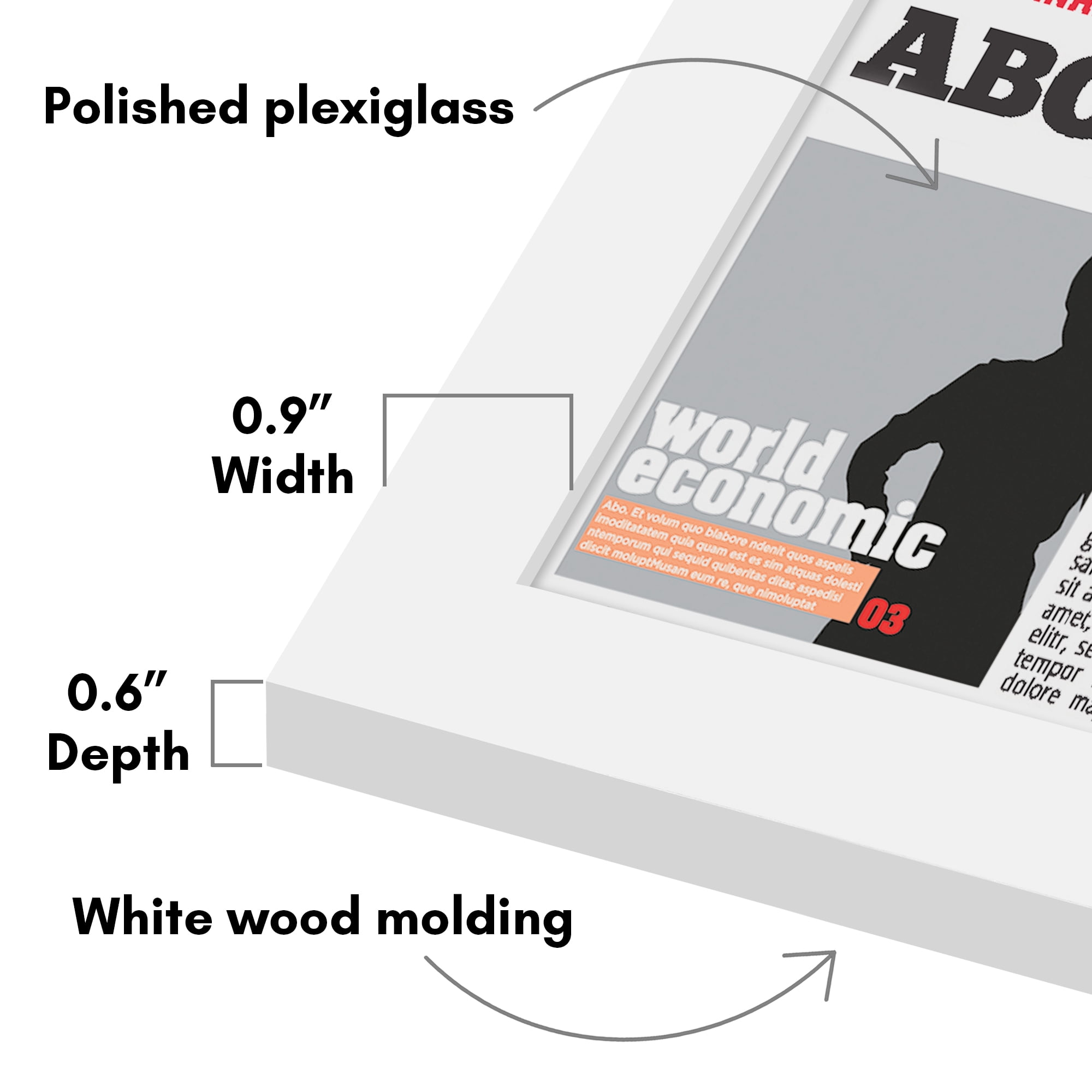 Americanflat Newspaper Frame - 11x22 Plexiglass Cover Specifically Framing Newspaper Pages - White