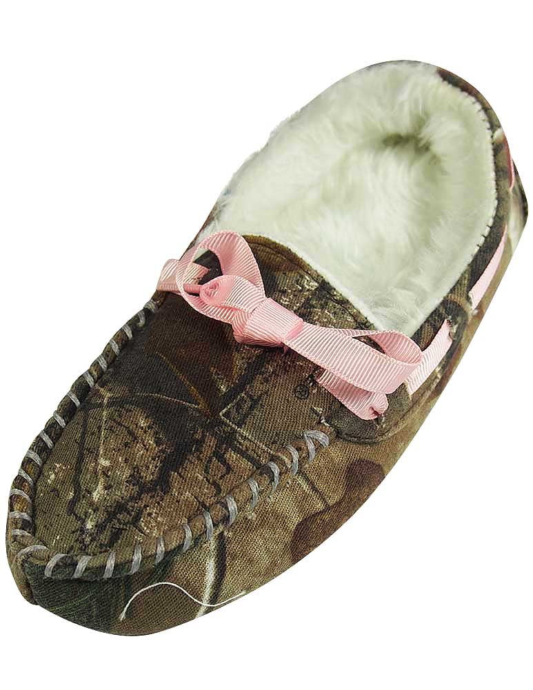 pink camo moccasin slippers