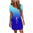 thumbnail image 2 of FDGIU 2025 Women's Summer T-Shirt Dress - Casual V-Neck Short Sleeve Sundress with Pockets, Babydoll & A-Line Loose Beach Dress, 2 of 6