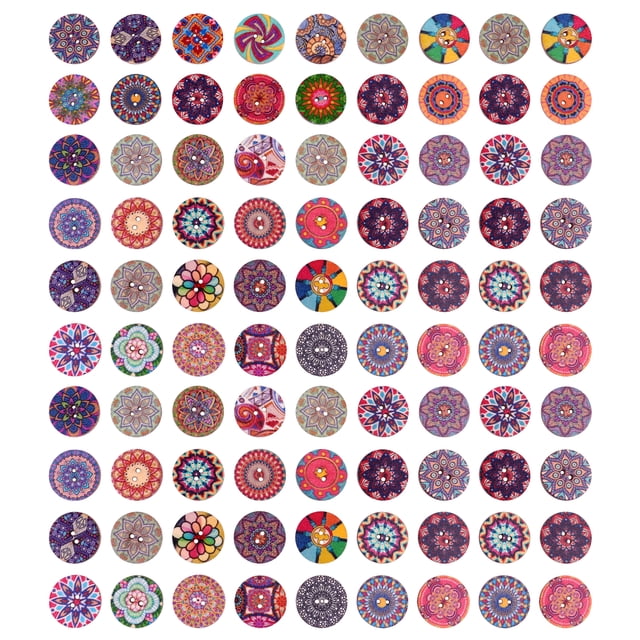 MasteelfCA Round Shaped Painted Buttons Flower Buttons Vintage Wooden Buttons Accessories