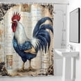 thumbnail image 4 of Blue White Rooster Floral Fabric Shower Curtain Retro Letter Washable Shower Curtains for Bathroom, Waterproof Bath Curtain with Hooks Home Decor 72x72in, 4 of 8