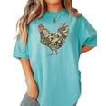 thumbnail image 2 of Ink Printed Camo Rooster Shirt for Women Farm Wife Graphic Tee Country Homestead Gift Seafoam Shirt Adult Large, 2 of 8