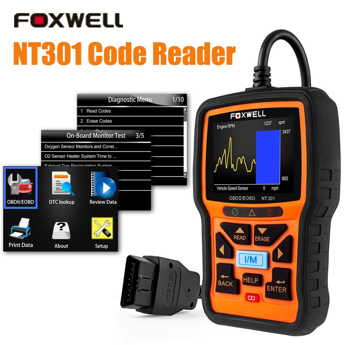 Details about   FOXWELL NT301 Car Engine OBD2 EOBD Code Reader Diagnostic Scanner Tool Fits JEEP 