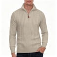 thumbnail image 6 of Fexilor Men's Quarter-Zip Sweater, Cable Knit Mock Neck Slim Fit Business Casual Pullover S-3XL, 6 of 8