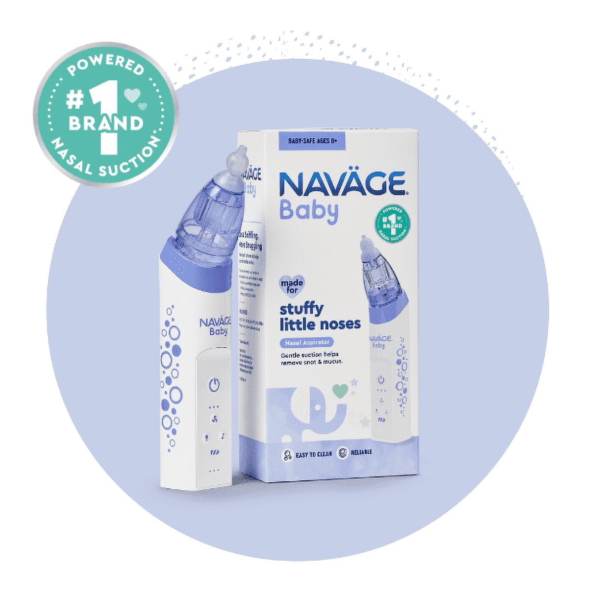 Navage Baby Nasal Aspirator - Gentle Nasal Aspirator  w/ Lights, Lullabies & BPA Free Silicone Tips for Baby Congestion & Stuffy Noses, Ages 0+