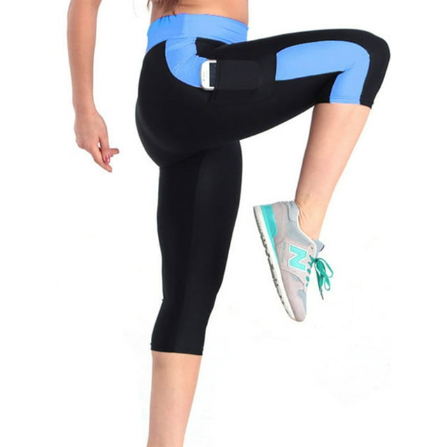 Innerwin Bas Taille Haute Femmes Pantalons de Yoga Course Poches Leggings Jambe Étroite Bleu Lac 5TG