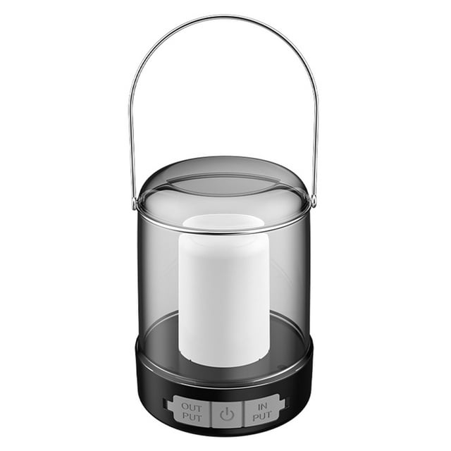 TFixol Portable Camping Lantern with USB Fast Charging, Dual Light Modes (White/Warm), Candle Flame Effect, Power Bank Function, 2400mAh Battery, IPX4 Waterproof, Compact Design, Black