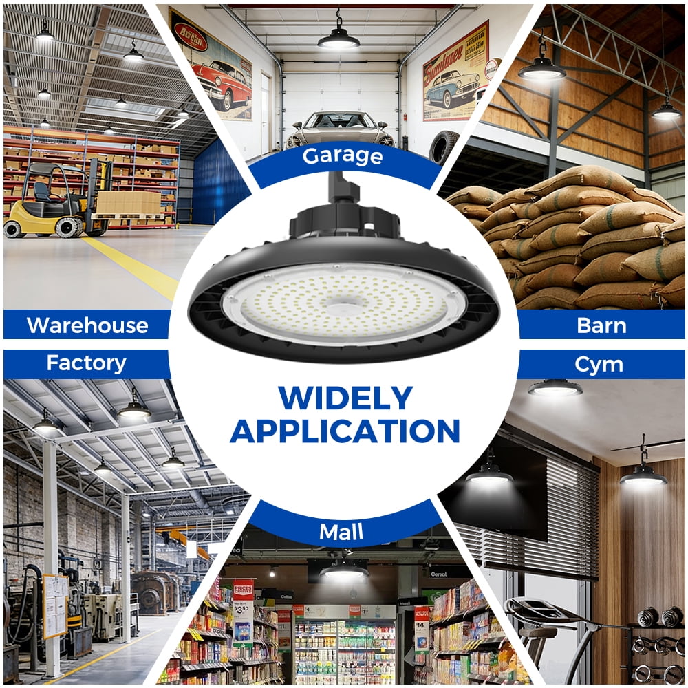 6-Pack 180W LED UFO High Bay Light, 32400 Lumens 6000K IP65 Plug & Play for Industrial & Garage Lighting