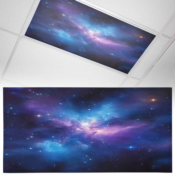 1 Pack Magnetic Fluorescent Light Covers, 2x4 Ft, Color Starry Sky Night Sky Modernism Nature Scenery Magnetic Light Covers for Ceiling Lights Classroom Office Home Decor