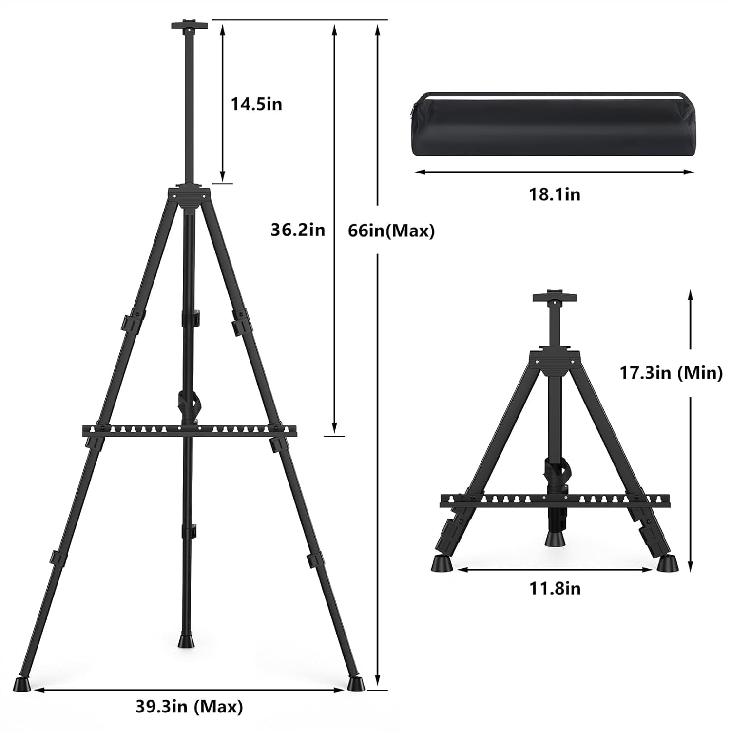 2-Pack 66" Heavy-Duty Display Easel - Portable Travel Stand for Signs & Painting