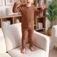 thumbnail image 2 of Enyan Kids Thermal Underwear Set Long Thermal Underwear Fleece Lined Base Layer Set for Girls Boys Coffee,5-6 Years, 2 of 5