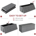 thumbnail image 2 of Skandiquip 43.5" Large Storage Ottoman with Linen Lid and Sides, Comfy Footstool for Living Room, Bedroom, No Assembly, 660 Lb Capacity, Light Gray, 2 of 6