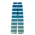 thumbnail image 5 of FUNUONY Flowy Wide Leg Palazzo Pants for Women - High Waist Casual Beach Lounge Stripe Pants Loose Dress Pants Stretchy Trousers Dress Pants Petite Wide Leg Summer Beach Casual Trousers Sky Blue L, 5 of 5