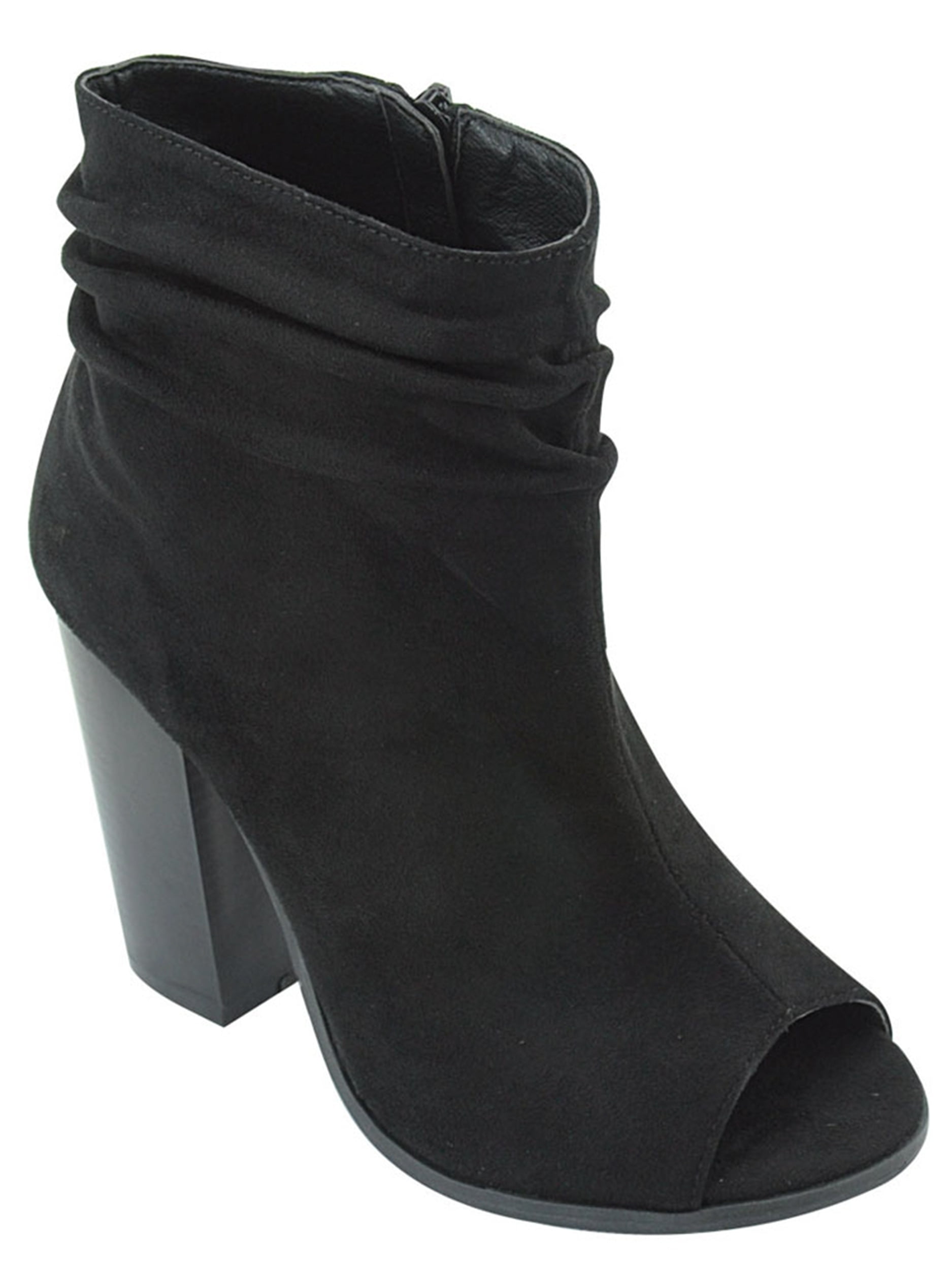 slouchy open toe booties