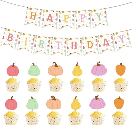 Thanksgiving Themed Party Decoration, Banner Cake Topper Suitable for Birthday, Thanksgiving Banquet, Autumn Themed Party, and Baby Shower Party Decoration Supplies