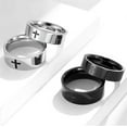 thumbnail image 3 of PAURO Women's Men's Stainless Steel 8mm Cross Couple Ring Promise Wedding Band Set Silver Size 10, 3 of 5