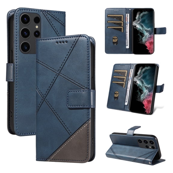 Designed for Samsung Galaxy S21 Ultra Case Wallet, Men Women Flip Folio Cover with PU Leather Stand Credit Card Holders Slots Wrist Strap Magnetic Clasp Phone Case for Samsung Galaxy S21 Ultra, Blue