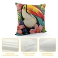 thumbnail image 4 of Creowell Hello Summer Vibes Decorative Throw Pillow Covers, Tropical Toucan Flamingo Palm Leaves Cushion Case Decor, Hawaii Hibiscus Flower Colorful Stripes Seasonal Home Decoration 12x12in, 4 of 5