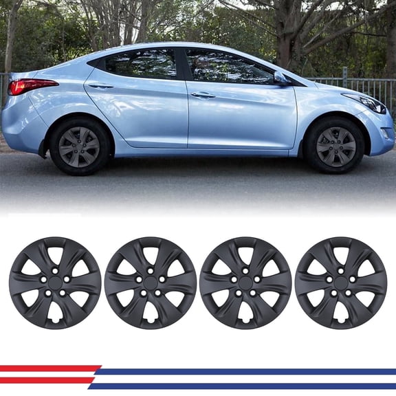 4PCS/Set 15 inch Hubcaps Compatible with 2011-2016 Hyundai Elantra Sedan,Compatible with Steel Wheel,Bolt-on Car Truck SUV Hub Cap,Black Matte