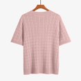 thumbnail image 6 of Women's Solid Color Cable Knit Pullover Sweater, Plus Size Crew Neck Short Sleeve Chunky Top, for Spring Summer Daily Wear or Casual Cozy Outings Pink XXL, 6 of 10