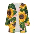 thumbnail image 4 of Ftwytp Womens Open Front Cardigan Lightweight Retro Print Cardigans 3/4 Sleeve Blouse Tops Coat Casual Duster Jackets, 4 of 5