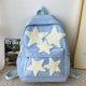 thumbnail image 3 of Linda mochila escolar para mujer con apliques de estrellas, bolsa de viaje al aire libre, color azul, 3 of 8