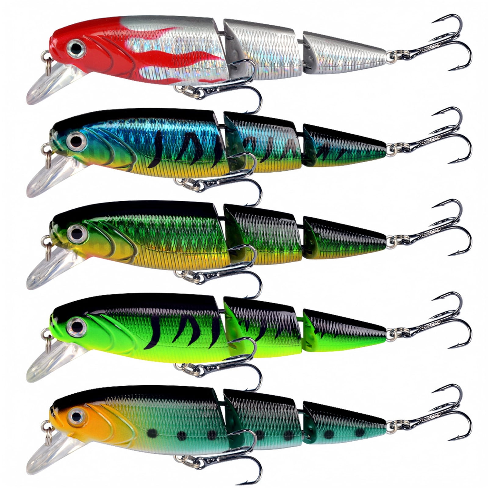 Multi-Jointed Swimbait Fishing Lure 3-Section Hard Body Minnow Bait Realistic Segmented Swimming Action for Bass Predator Freshwater