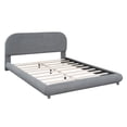 thumbnail image 6 of Teddy Fleece Queen Size Upholstered Platform Bed with Thick Fabric, Solid Frame and Stylish Curve-shaped Design, Gray, 6 of 9